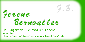 ferenc bernvaller business card